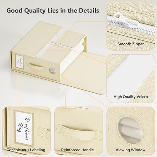TRZZ 6-Pack Foldable Bed Sheet Storage Bins, Window with Labels, Beige - Image 6