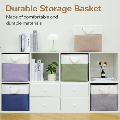 13x13 Inch Foldable Fabric Cube Storage Bins with Handles 6 Pack - Image 6