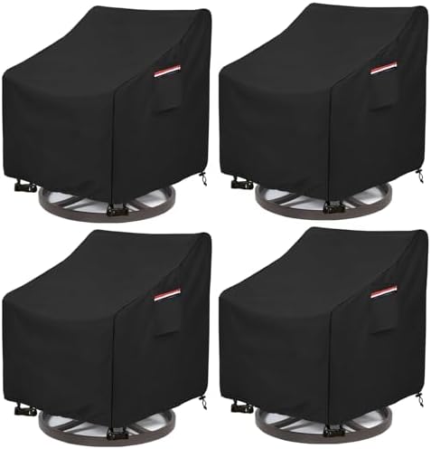 Patio Swivel Chair Cover 4 Pack,Waterproof Heavy Duty Outdoor Chair Covers,Outdoor Swivel Chair Cover for Patio Furniture Covers(30 W x 34 D x 38.5 H inches),Black by Okcool