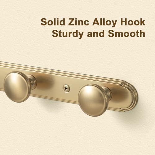 Goo-Ki 1 Pack Champagne Bronze Coat Rack Wall Mount Heavy Duty, Towel Rack Zinc Alloy Coat Hooks Wall Mounted for Bag Hat Clothes Scarf - Image 2