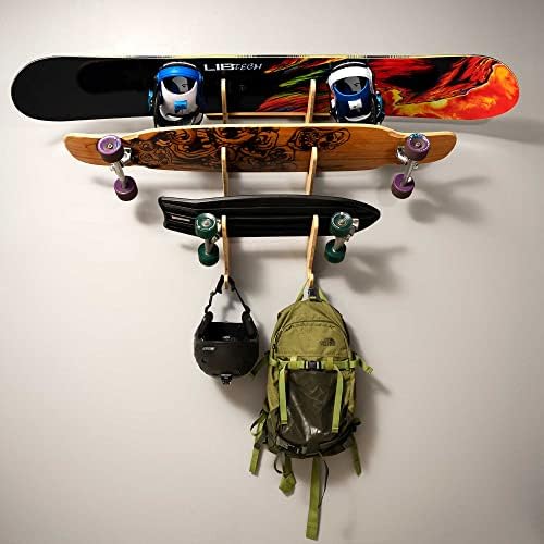 Grassracks Bamboo & Birch Snowboard Rack and Skateboard Rack - Moloka`i Series Snowboard Wall Mount - Image 5