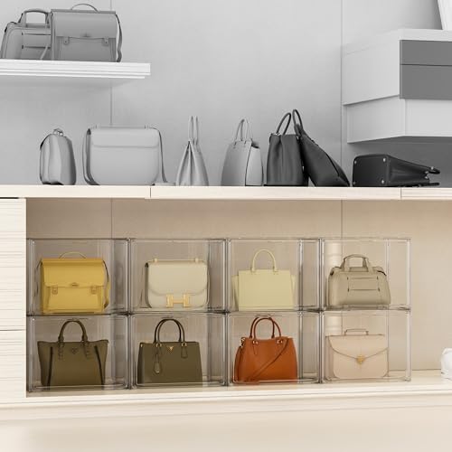 5 Pack Purse Organizer for Closet Acrylic Display Cases Clear Storage Boxes - Image 2