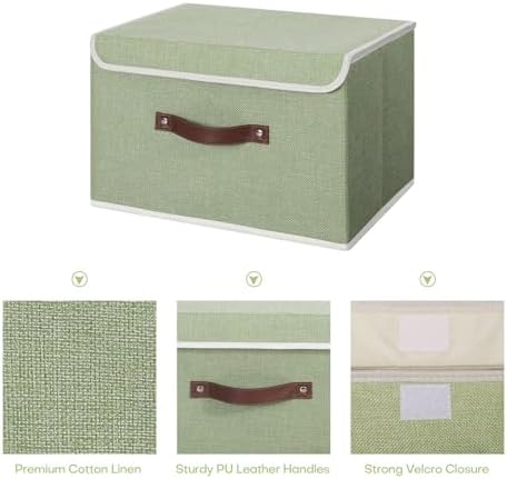 ANMINY Fabric Storage Box Bins with Lids, Green, 13"x9"x7.9", 4 Pack - Image 3