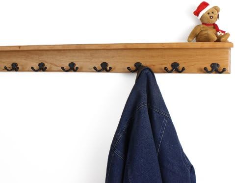 PegandRail Solid Cherry Shelf Coat Rack with Aged Bronze Double Style Hooks - Made in The USA (Cherry, 37" with 7 Hooks) - Image 2
