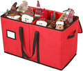 Sattiyrch Christmas Figurine Storage Box & Nutcracker Storage Container, 600D Canvas,Keeps 8 Holiday Figurines,15 Inches,Adjustable Area & Pockets for Decorations by Sattiyrch