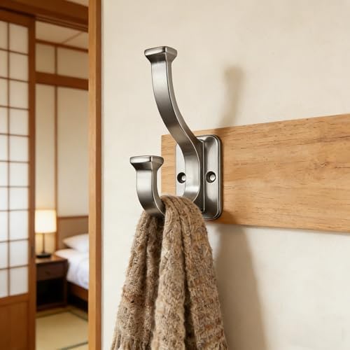 10 Pack 4-1/2inch Satin Nickel Coat Hooks - Image 3