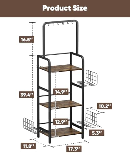 3-Tier Tall Purse Organizer Rack Stand, Bag Storage Holder, Black - Image 2