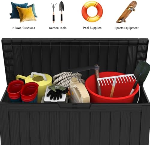 Mars Villa Deck Box, Outdoor Storage Box Waterproof, 72 Gallon, Black - Image 4
