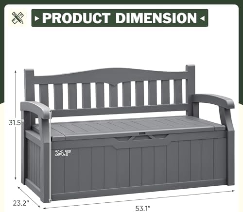 Flamaker 80 Gallon Storage Bench, Deck Box with Seat Waterproof All-Weather - Image 3