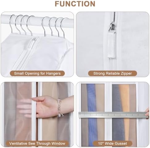 50 Inch Cotton Garment Bag for Hanging Clothes and Storage, 3 Pack - Image 3