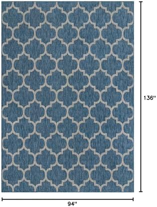 Unique Loom Outdoor Trellis Collection Area Rug (7' 10" x 11' 4" Rectangle, Navy Blue/ Ivory) - Image 2
