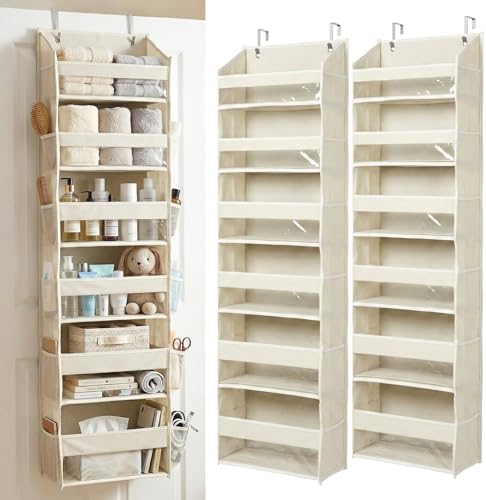HOMELUX THEORY Over the Door Organizer, 6-Tier, 100D Fabric, Ivory 2pc by HomeluxTheory