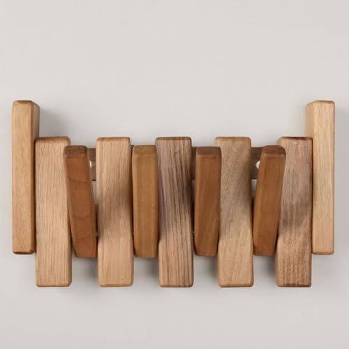 Walnut Piano Key Coat Rack with 4 Flip Hooks by TexasBestGift