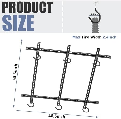 WALMANN Garage Ceiling Bike Rack, Adjustable Overhead Bicycle Storage System – Stores 3 Bikes Horizontally or 6 Bikes Vertically, Ceiling-Mount Bike Hanger for Road & Mountain Bikes - Image 4