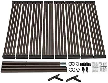 Outdoor Privacy Fence Screens Freestanding, 36" W x 60" H Privacy Screen Adjustable Height w/PE-Coating Steel Pipes & Slats Panels, Brown Metal Decorative Fence Panels for Outside Patio Garden - Image 5