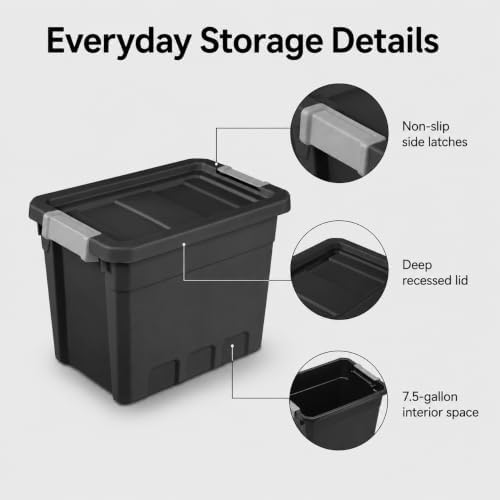 7.5 Gallon Stackable Storage Totes with Latch Lids,6 Pack - Image 4