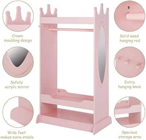 UTEX Kids Dress up Storage with Crown-Shaped Top and Mirror - Image 5
