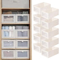 Linen Closet Organizers And Storage, 10 Pack Closet Storage Bins Linen Closet Baskets for Closet Organization Foldable Closet Organizer Bins with Clear Window For Organizing Clothing, Shelves, Jeans by Pradnel