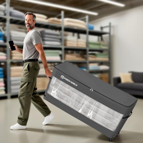 Porch Shield Rolling Cushion Storage Bag with Wheel 48"L x 15"W x 22"H,Grey - Image 7