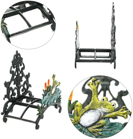 Sungmor Cast Iron Wall Mounted Garden Hose Holder - Hand-Painted Frog Rack - Image 4