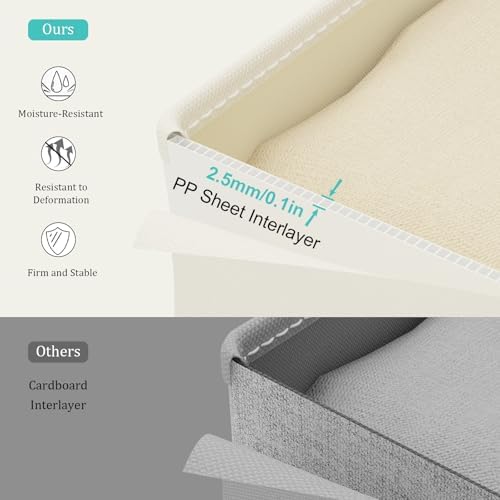 Fabric Storage Bins with Lids, 2 Pack, Beige, 15x9.8x9.8 In - Image 4