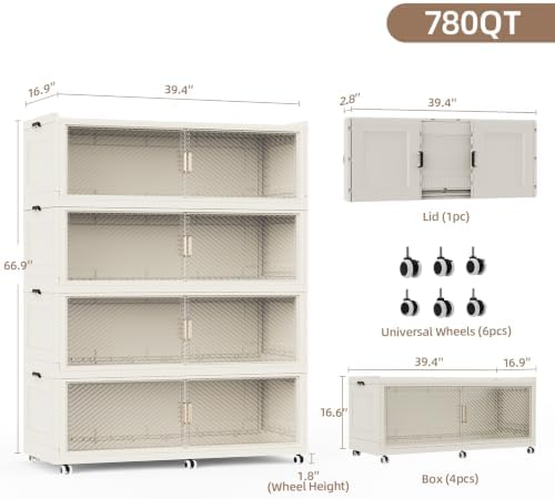 SAILUN 320Gal Extra Large Stackable Storage Bins with a Lid,White,4Pack - Image 2