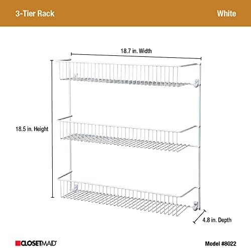 ClosetMaid 3-Tier Hanging Wall Mounted Metal Rack for Spices, Shelf Storage, Pantry Organization, Laundry, Kitchen, Bathroom, White, 8022 (Pack of 2) - Image 3
