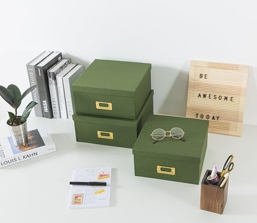 Soul & Lane - Green Decorative Memory Storage Boxes with Lids, Set of 3 - Image 5