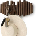 Umbra Picket Coat Rack, Wall Mount 5 Flip-Down Coat Hooks, Walnut by Umbra