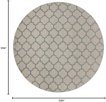 Unique Loom Outdoor Trellis Collection Area Rug - Trellis (Round 13' 0" x 13' 0", Gray/ Ivory) - Image 2