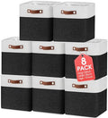 Uiifan 8 Pack 12 x 12 x 12 Inch Large Storage Baskets Collapsible Fabric Storage Cubes Bins with Handles for Shelves Closets Nursery Home Clothes Toys Organizers, Black by Uiifan