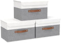 Yawinhe Storage Bins with Lids,White/Grey,17.7x11.8x11.8in,3-Pack by Yawinhe