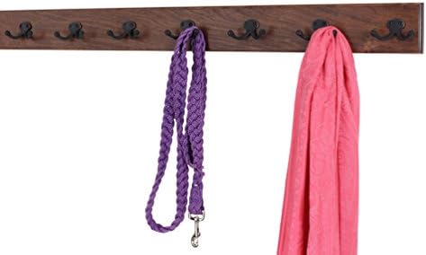 Solid Cherry Wall Mounted Coat Rack - Oil Rubbed Bronze Double Style Coat Hooks - Made in the USA (Mahogany, (36" x 3.5 with 7 Hooks) - Image 2