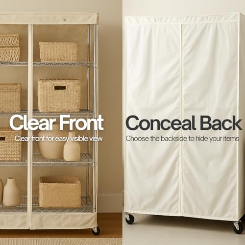 Formosa Covers Premium Clear Front Wire Shelf Cover Off White - Heavy-Duty Storage Solution for Wire Shelving Rack (36”Wx18”Dx72”H) - Waterproof PVC, Water/Dust Resistant Fabric, Multi Zipper - Image 6