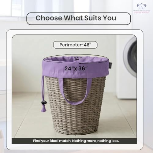 LFH Home Cotton Rich Large Premium Canvas Laundry Bag, Heavy Duty Washable Laundry Hamper with Drawstring & Handles, Multi-Use Clothes Storage for Home, Travel & College 24"x36" (Pack of 6) - Lavender - Image 2