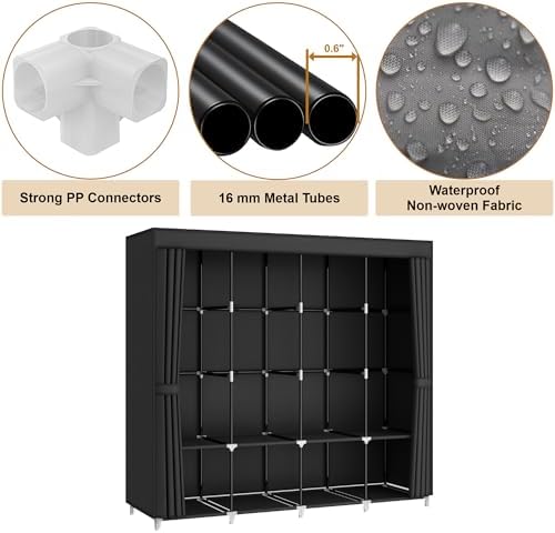 67" Portable Wardrobe Closet for Hanging Clothes Large Capacity for Bedroom - Image 4