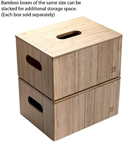MobileVision Bamboo Storage Box PLUS LID COMBO, 12”x 9”x 6”, Durable Bin w/Handles, For Clothes, Shoes, Arts & Crafts, Closet & Office Shelf - Image 6