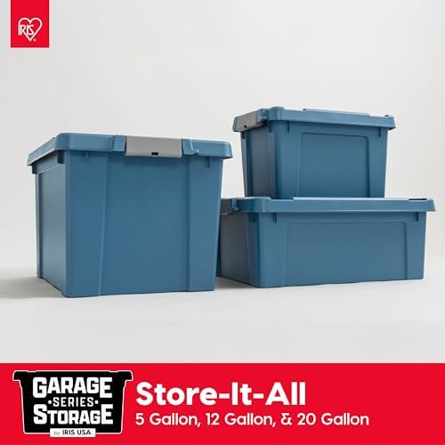 IRIS USA 6-Pack 5 Gal Heavy Duty Lockable Storage Totes with lids, Navy - Image 3