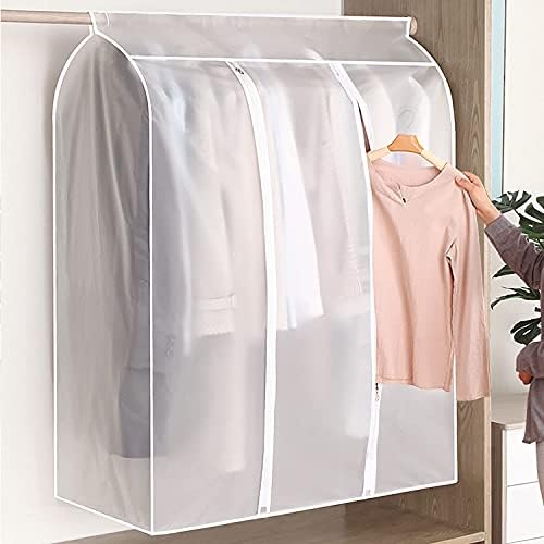 2 Pcs 50'' Garment Rack Cover, Dustproof Waterproof Garment Bags for Hanging Clothes Clothing Storage Bag with Zipper for Closet Storage, Hanging Shirts, Coats, Dresses, Suits, Seal Closets - Image 3
