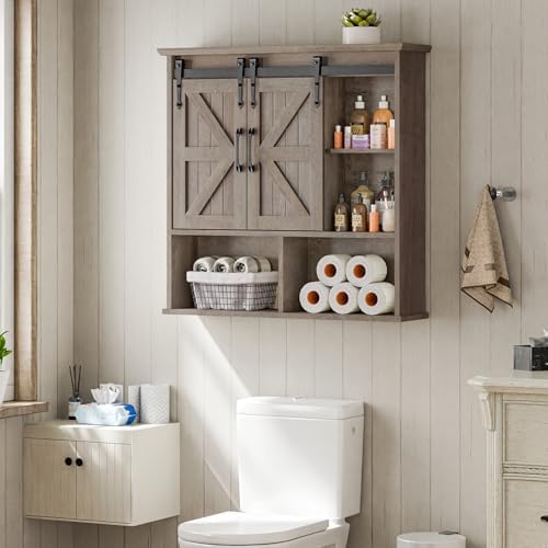 Vabches Bathroom Wall Cabinet, Farmhouse Medicine Cabinet, Washed Oak - Image 7
