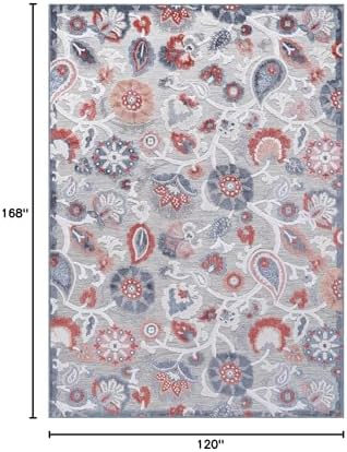 Luul Home Floral Indoor Outdoor Rugs 10x14 Large Area Rug for Living Room, Patio Decor, Kitchen, and Entryway Rug, Washable Stain Resistant Outside Carpet Multi 10 x 14 - Image 2