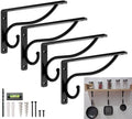 Closet Rod Bracket, 8 Inch Hook Shelf Brackets Heavy Duty Wall Mounted, Black Closet Rod Support Brackets for Curtains, Hanging Hook Kitchen, Garage Shelf Supports (4 Pack) (Black, 8 Inch) by BalinDesigns