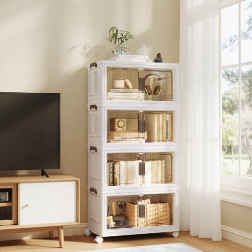 SONGMICS 58QT stackable storage bins with 1 Lid, 4-Tier Foldable Bins by SONGMICSbySONGMICSHOME