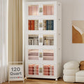 UAMFURI Stackable Storage Bins with Lids, Clear Doors, Large Storage Cabinet Foldable Collapsible Closet Organizers for Bedroom Dorm Office (5, White, 120, Quarts) by UAMFURIDirect