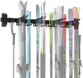 48'' Ski Rack Wall Mount,12 Pairs Ski Holders for Wall with Movable Rubber-Coated Hooks for Garage Storage Organizer System, Snowboard Wall Mount for Garage and Home Shed, Holds Up to 880lbs by LXVOOEE