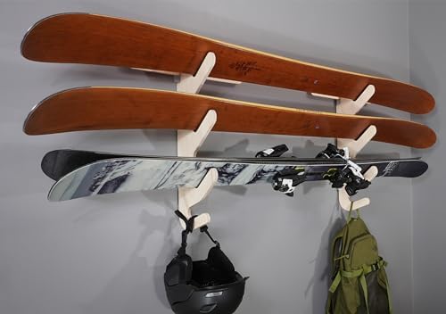 Grassracks Birch Wood Ski Rack - The Hallsteiner Series Horizontal Ski Wall Mount (2 or 3 Pairs of Skis, Birch) - Image 6
