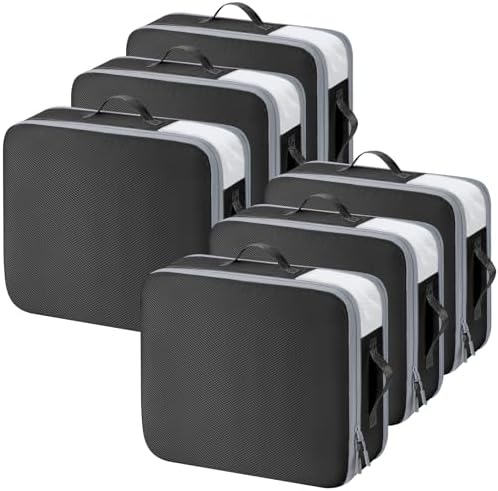 DIMJ Clothes Storage Bag 6 Pack, 19L Compression Storage Bags for Blanket, Sweater, Jacket, Closet, Sheet Storage Organizer with Window Handle, Compression Packing Cubes Space Saver Bags with Zipper by DiMJ
