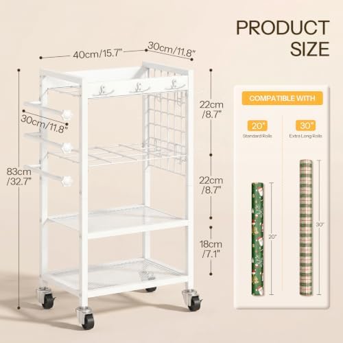 HOOBRO Wrapping Paper Storage Cart, Rolling Craft Storage Cart with Wheels - Image 2