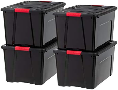 IRIS USA 4-Pack 72 Quart Storage Bins with Lids, Black by IRISUSA