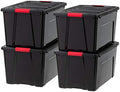 IRIS USA 4-Pack 72 Quart Storage Bins with Lids, Black by IRISUSA